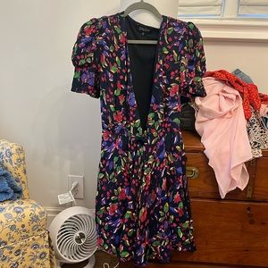 Saloni tie shirt floral dress